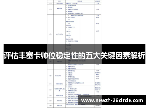 评估丰塞卡帅位稳定性的五大关键因素解析
